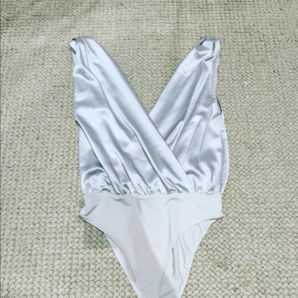 Silver satin bodysuit Zara brand